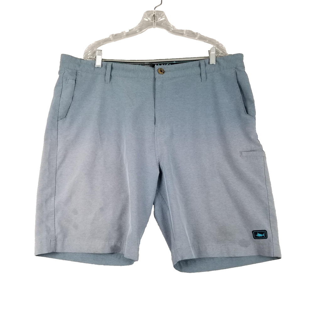 Pelagic Mako Hybrid Shorts Mens 40 Blue Performance Fishing Water Repellent Logo